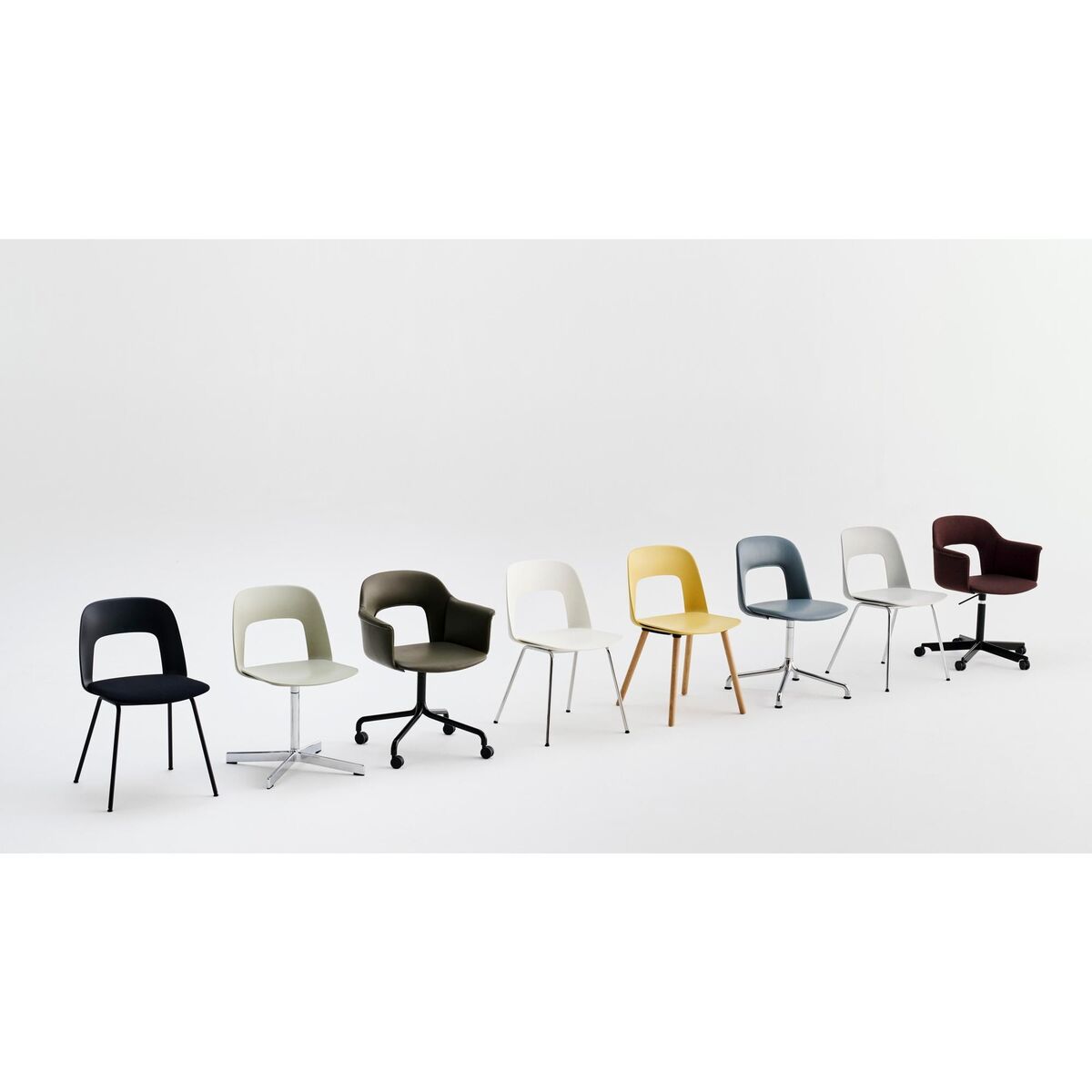 Layout 251 Dining Chair With Armrest & Swivel Cream White/ Black