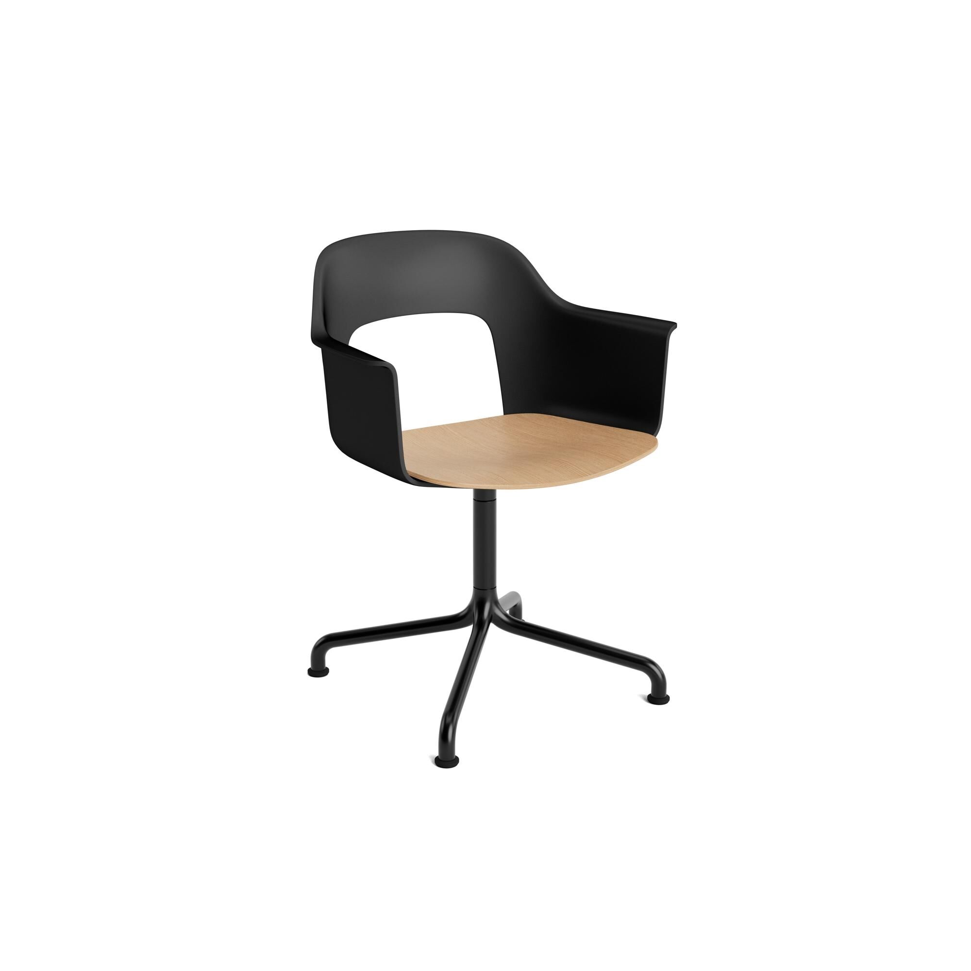 Layout 252 spisestol med armlener og svingbar eik/ Sort