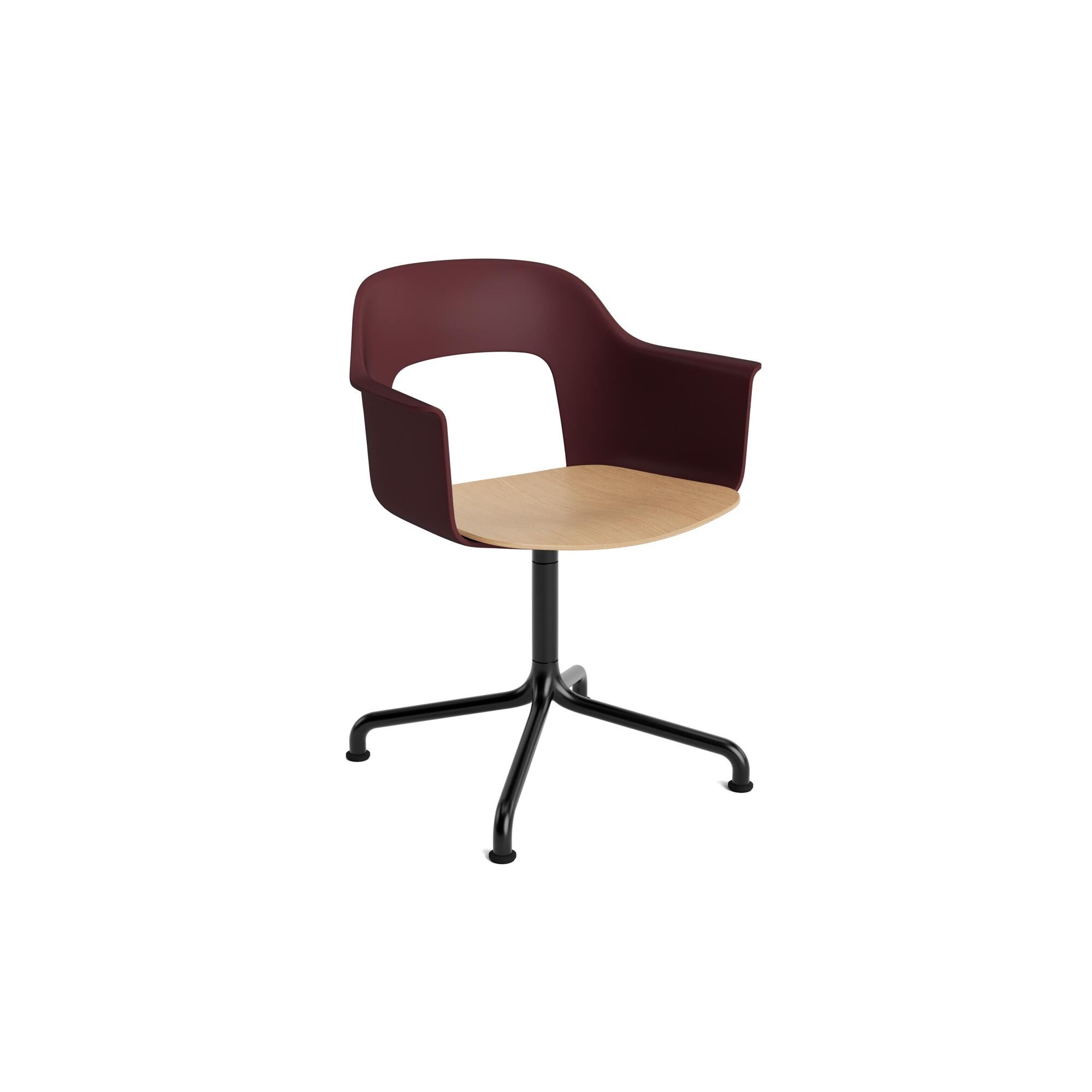 Layout 252 spisestol med armlener og svingbar eik/bordeaux/ Sort