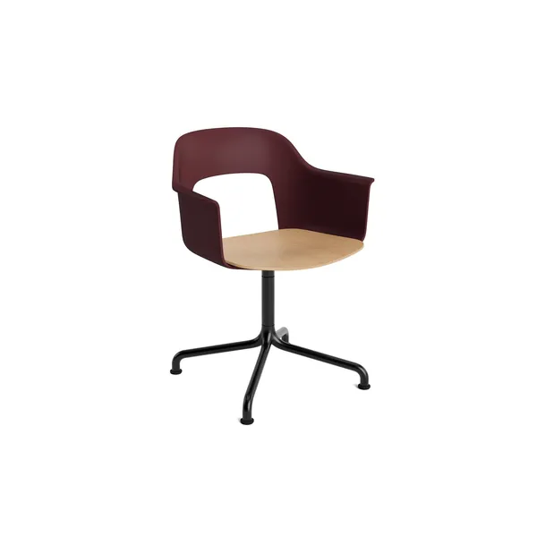 Layout 252 Dining Chair With Armrest & Swivel Oak/Bordeaux/ Black