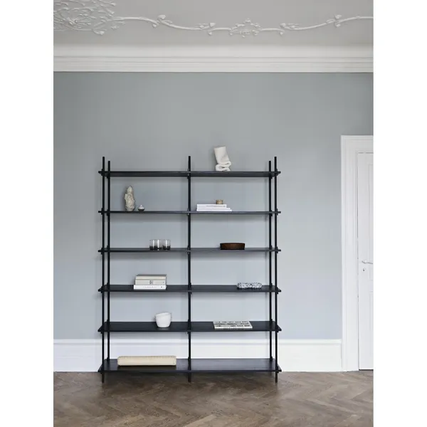 Shelving Bookcase High Oak/Pine Green