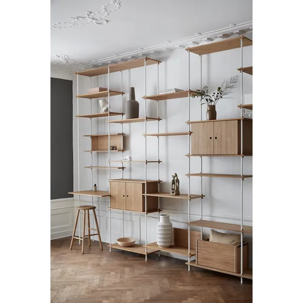 Shelving Bookcase High Oak/Stainless Steel