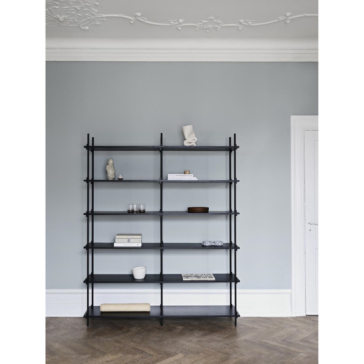 Shelving Bookcase High Smoked Oak/Stainless Steel