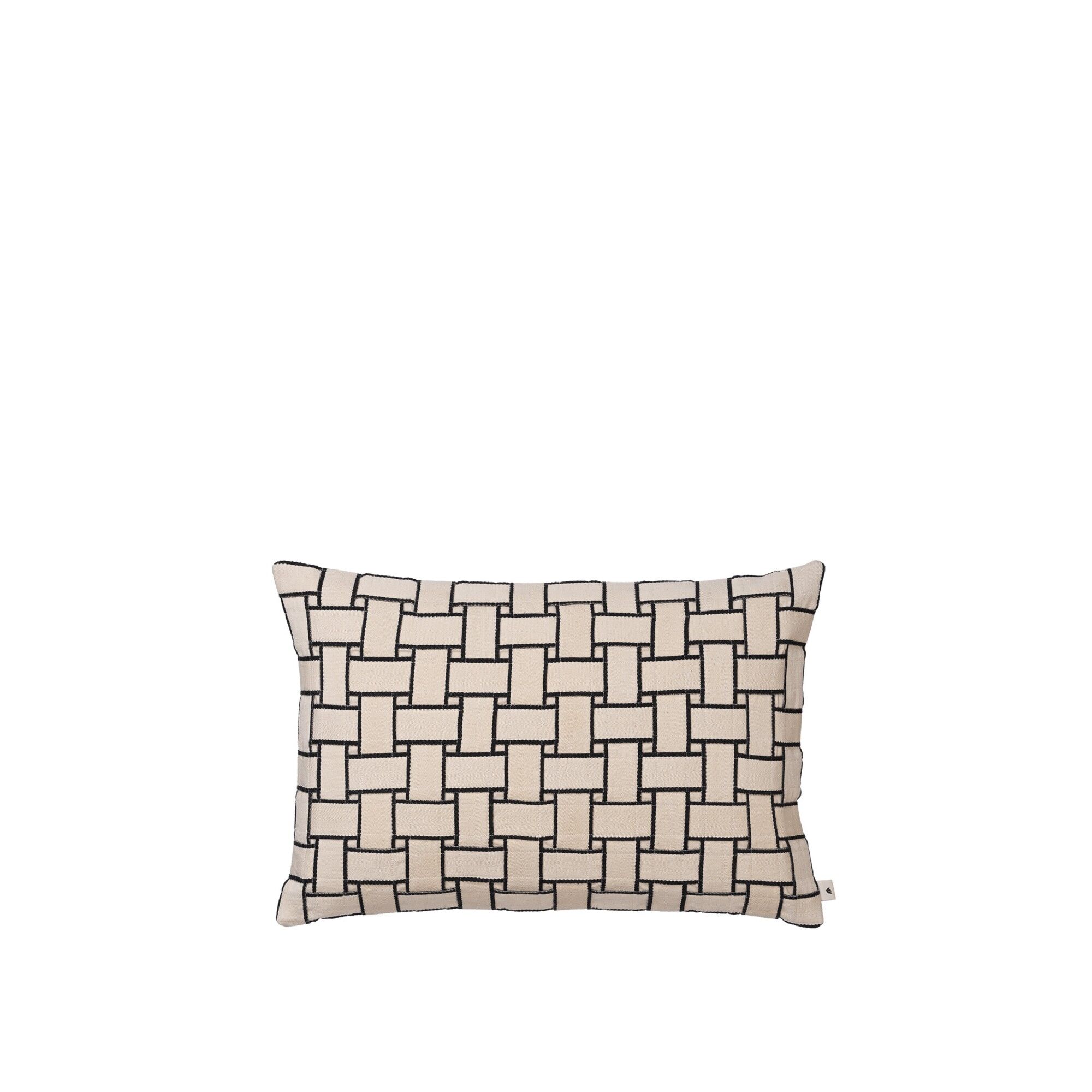 Housse de coussin rectangulaire Lattice , Blanc cassé/ Noir