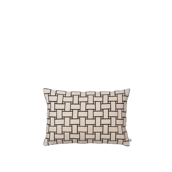 Lattice Cushion Cover Rectangular Off White/ Black