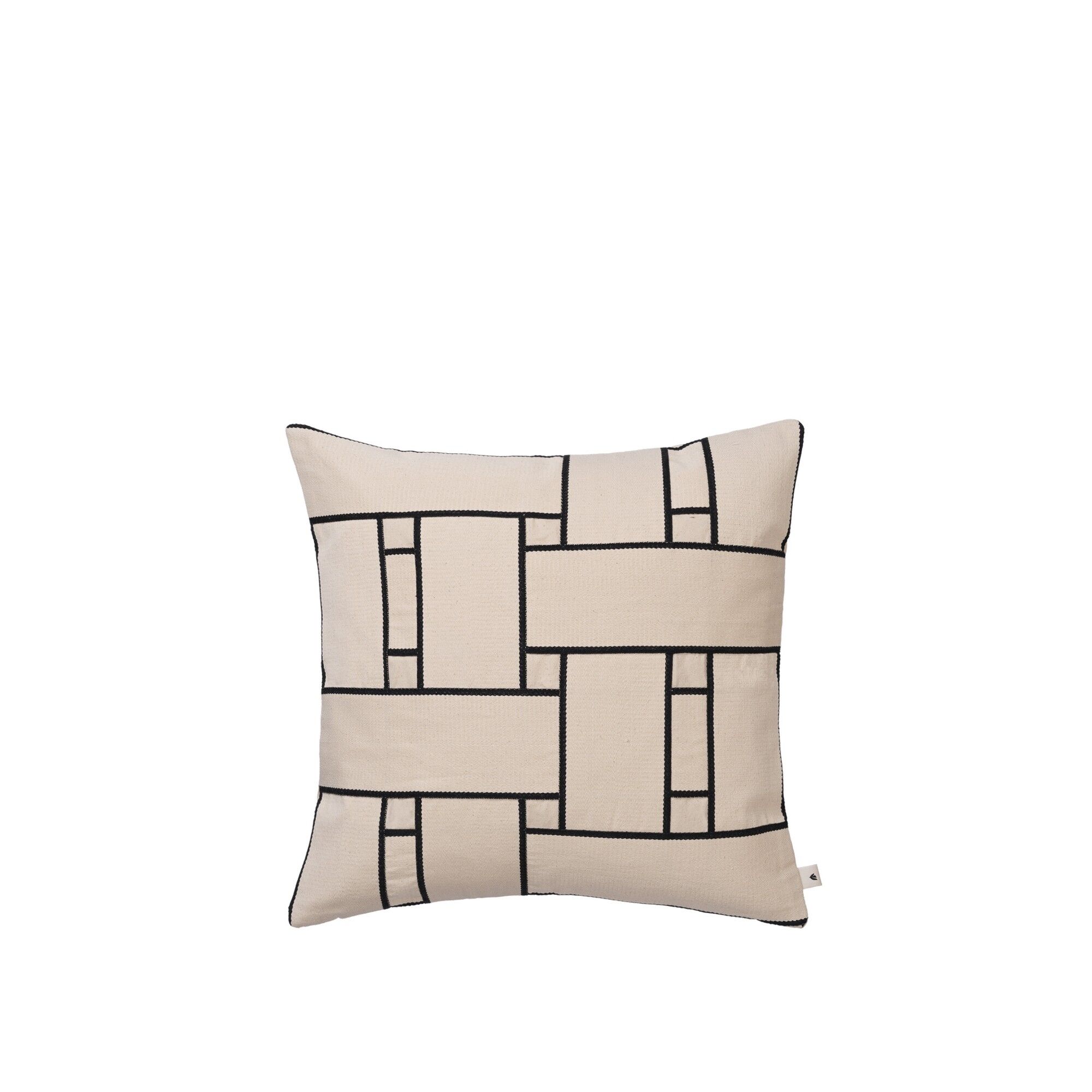 Housse de coussin décalée Lattice , Blanc cassé/ Noir