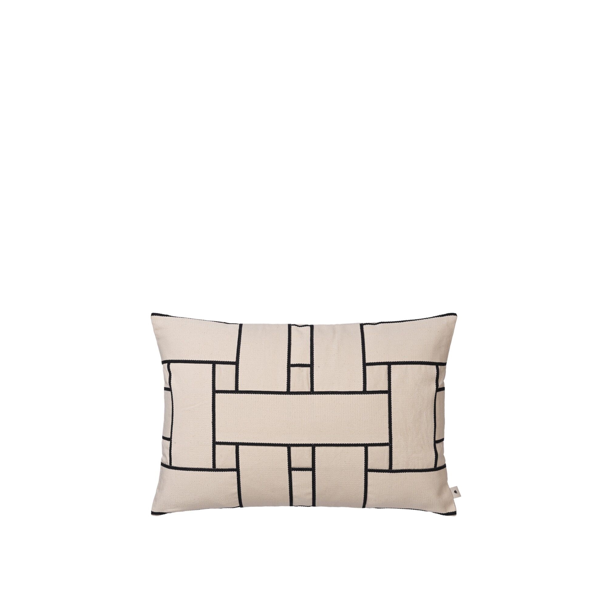 Housse de coussin rectangulaire Lattice Offset, Blanc cassé/ Noir