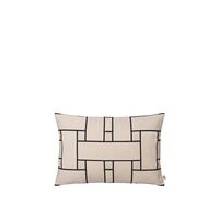 Lattice Offset Cushion Cover Rectangular Off White/ Black
