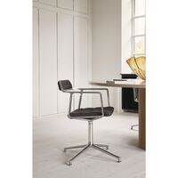 452 Drehstuhl Special Edition mit Bodengleitern, Farbe: Tide/Dunkelbraun