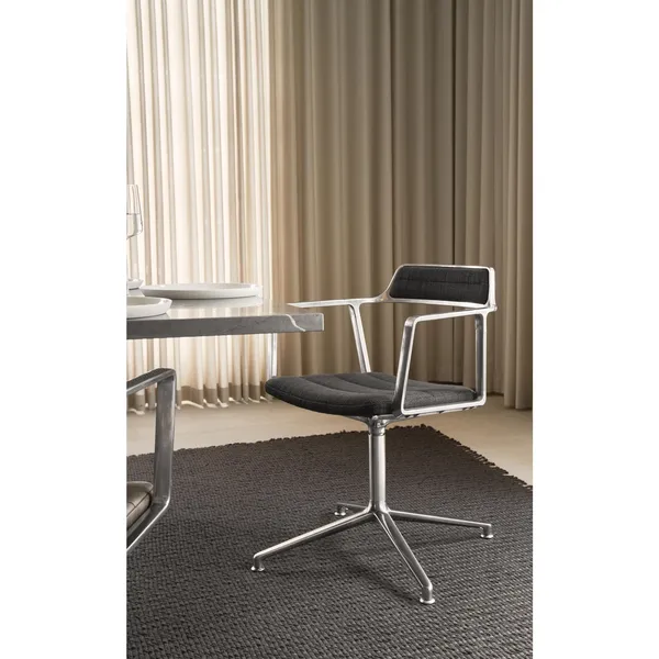 452 Drehstuhl Special Edition mit Bodengleitern, Farbe: Tide/Dunkelbraun