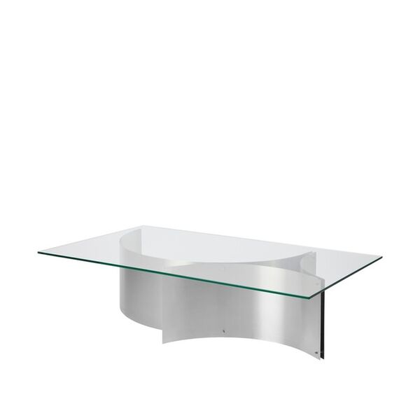 Salontafel van , Geborsteld Roestvrij Staal/ Glas.