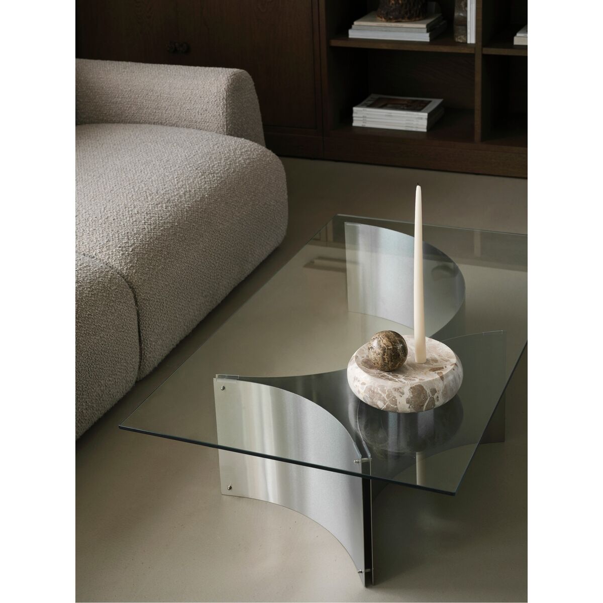Curated Coffee Table Brushed Stainless Steel/ Glass