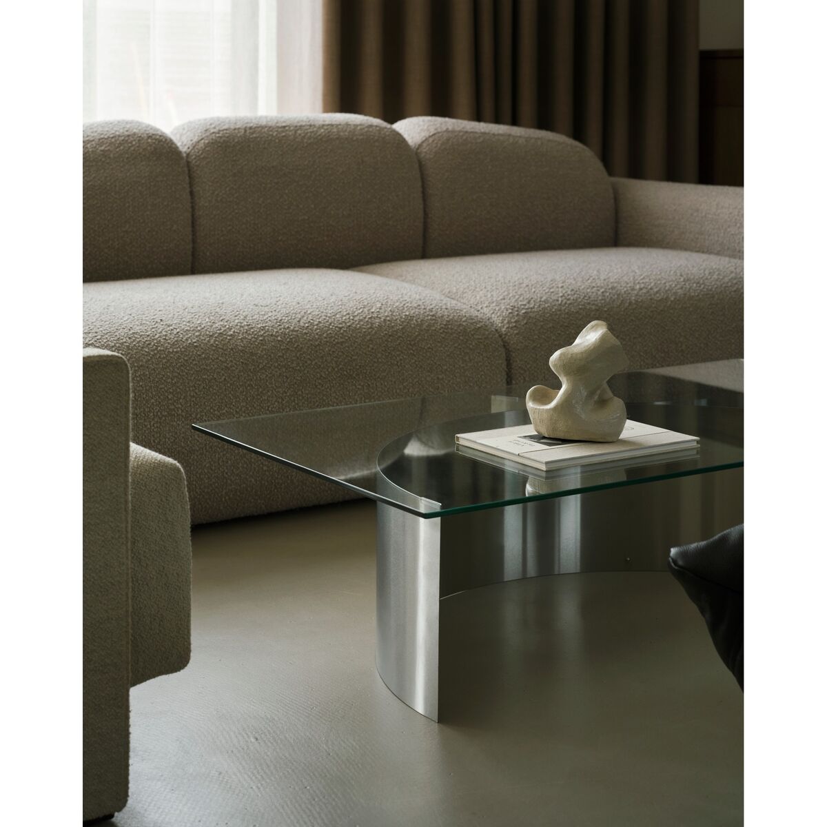 Curated Coffee Table Brushed Stainless Steel/ Glass