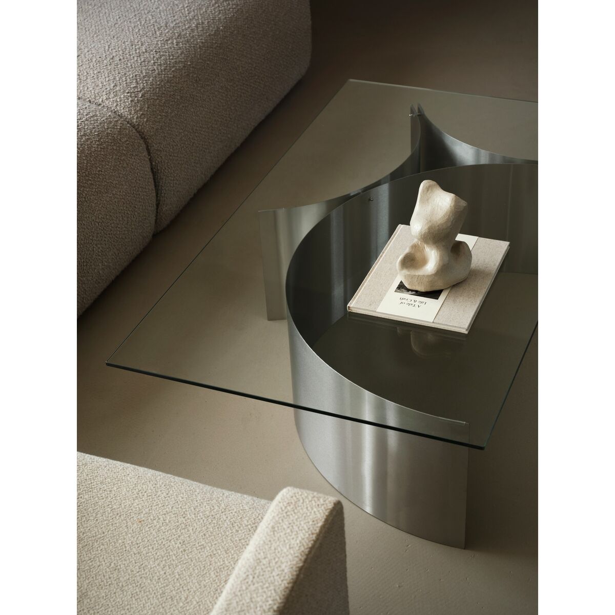 Curated Coffee Table Brushed Stainless Steel/ Glass