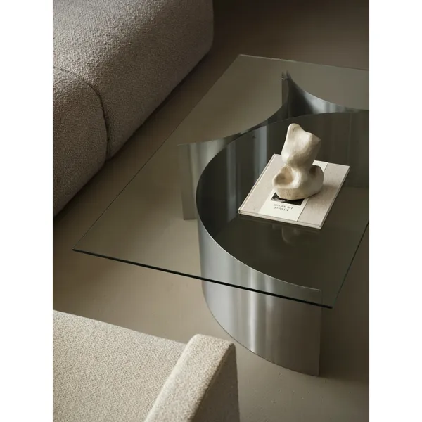 Curated Coffee Table Brushed Stainless Steel/ Glass