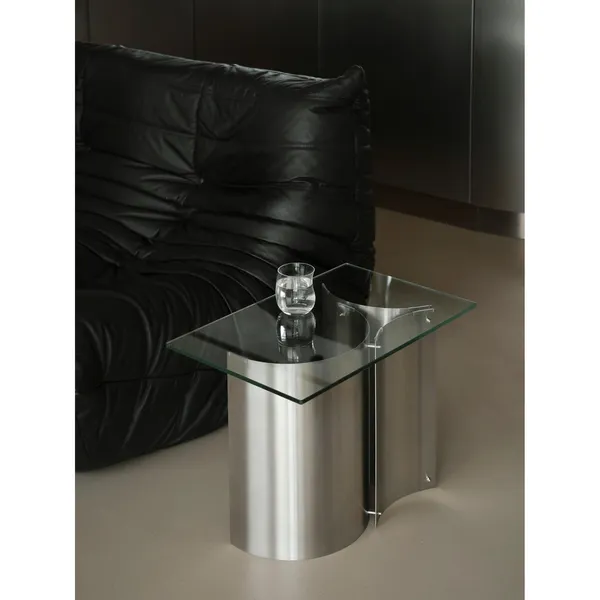 Curated Side Table Brushed Stainless Steel/ Glass