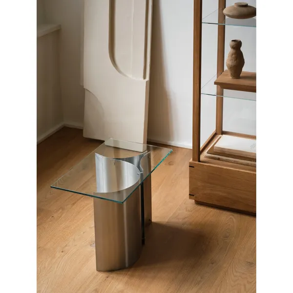Curated Side Table Brushed Stainless Steel/ Glass