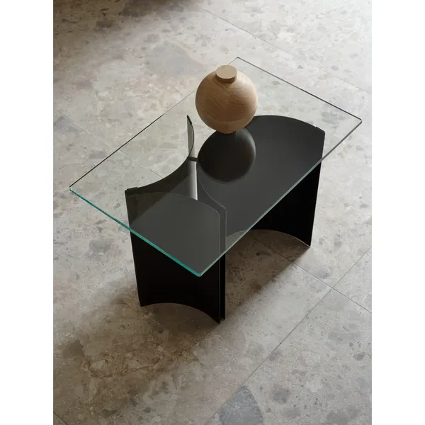 Curated Side Table Black Powder Coated Steel/Glass