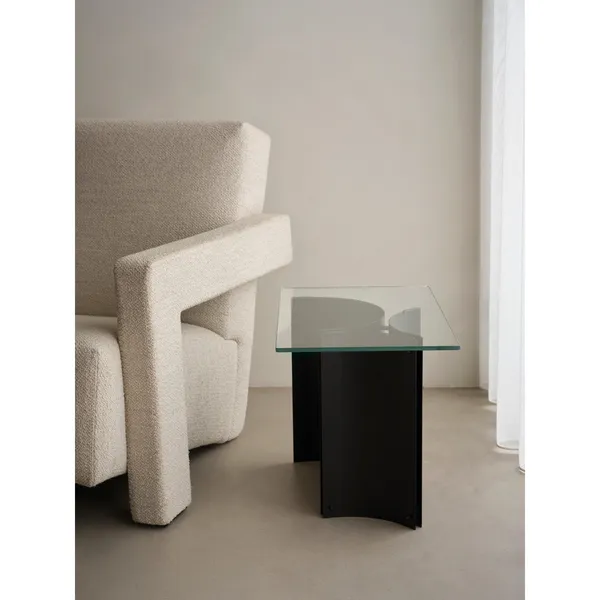 Curated Side Table Black Powder Coated Steel/Glass