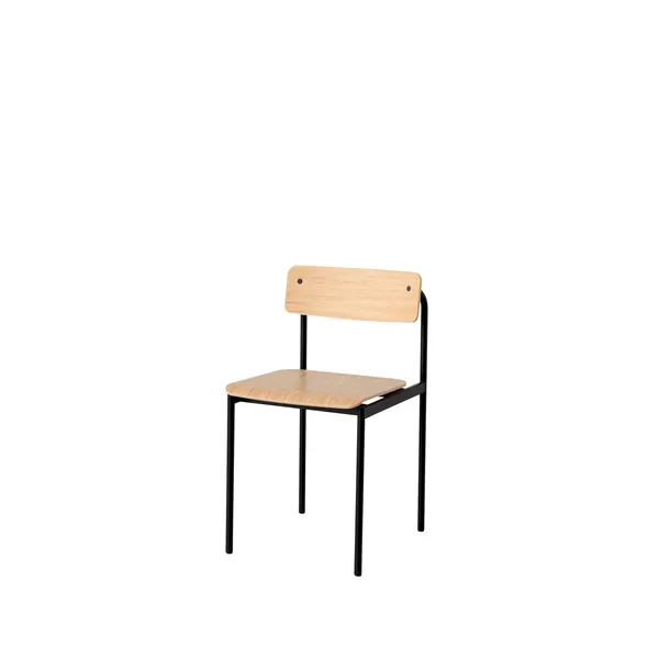 Offset Dining Chair Black/ Lacquered Oak