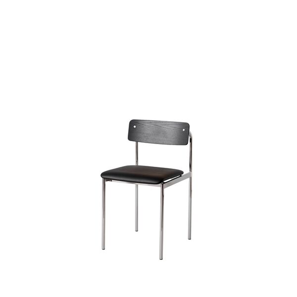 Silla de Comedor Offset Tapizada en Cromo/ Negro