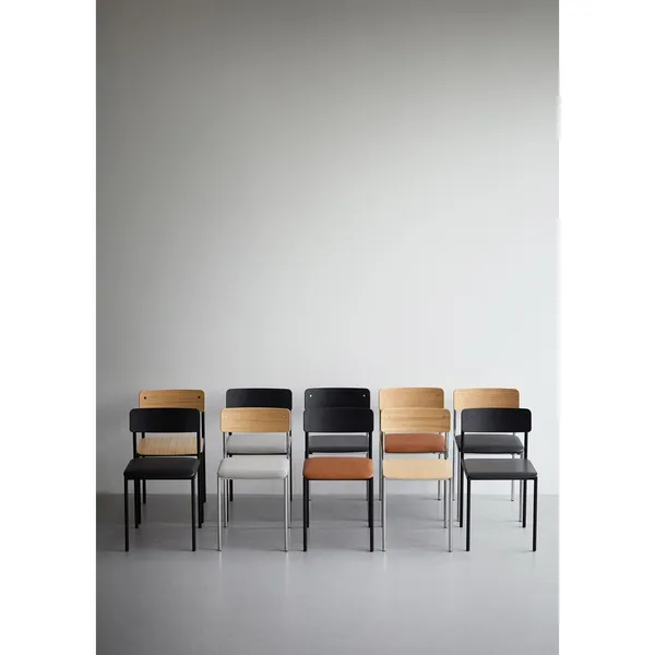 Offset Dining Chair Upholstered Chrome/ Black