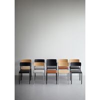 Offset Dining Chair Chrome/ Lacquered Oak
