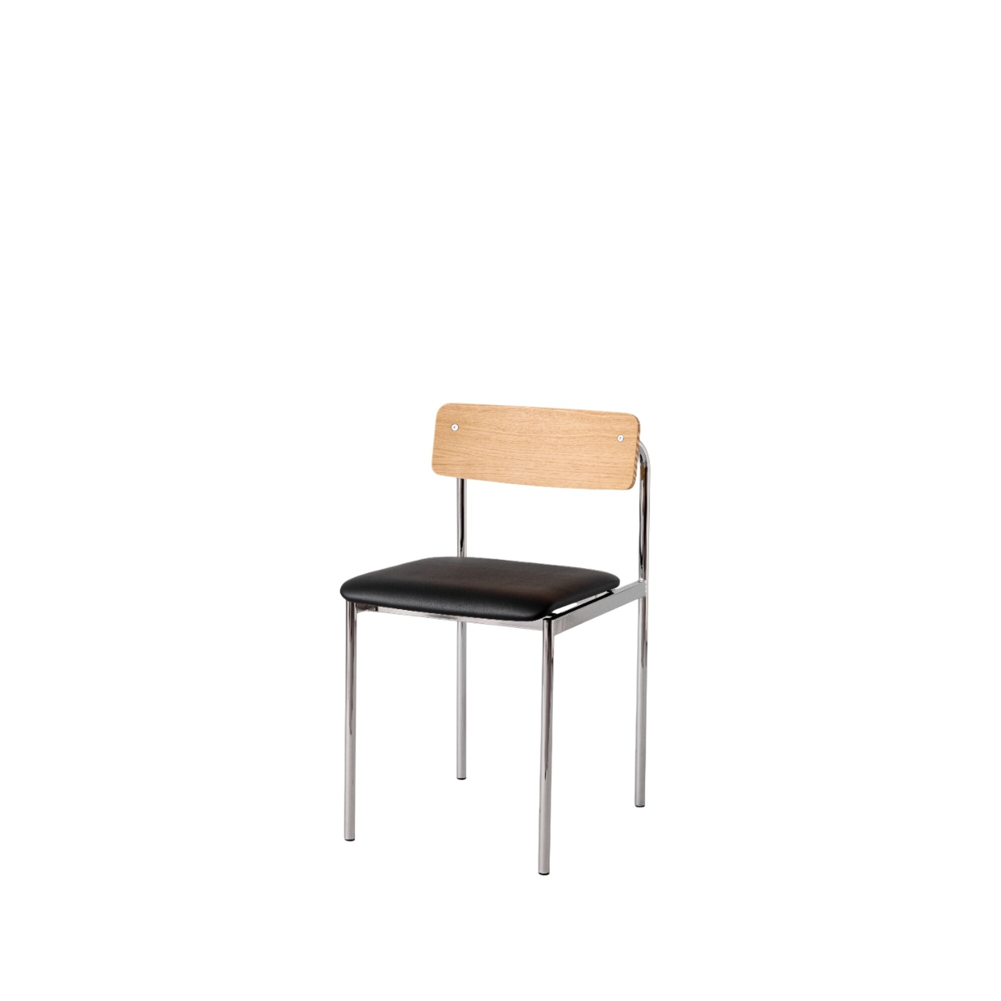 Offset Spisebordsstol Polstret Krom/Lakeret Eg/Sort