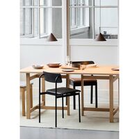 Offset Dining Chair Upholstered Chrome/ Lacquered Oak/Cognac