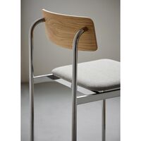 Offset Dining Chair Upholstered Chrome/Lacquered Oak/Re-Wool 128