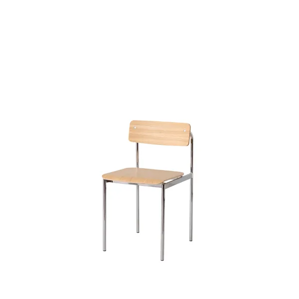 Offset Dining Chair Chrome/ Oiled Oak