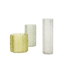 Triple Vase Set of 3 Clear/ Dark Green/ Light Green