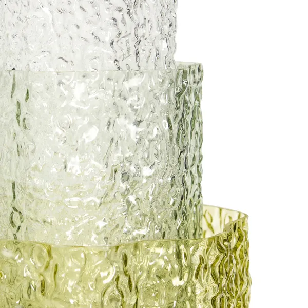 Triple Vase Set of 3 Clear/ Dark Green/ Light Green