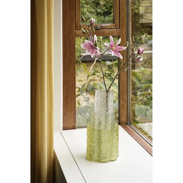 Triple Vase Set of 3 Clear/ Dark Green/ Light Green