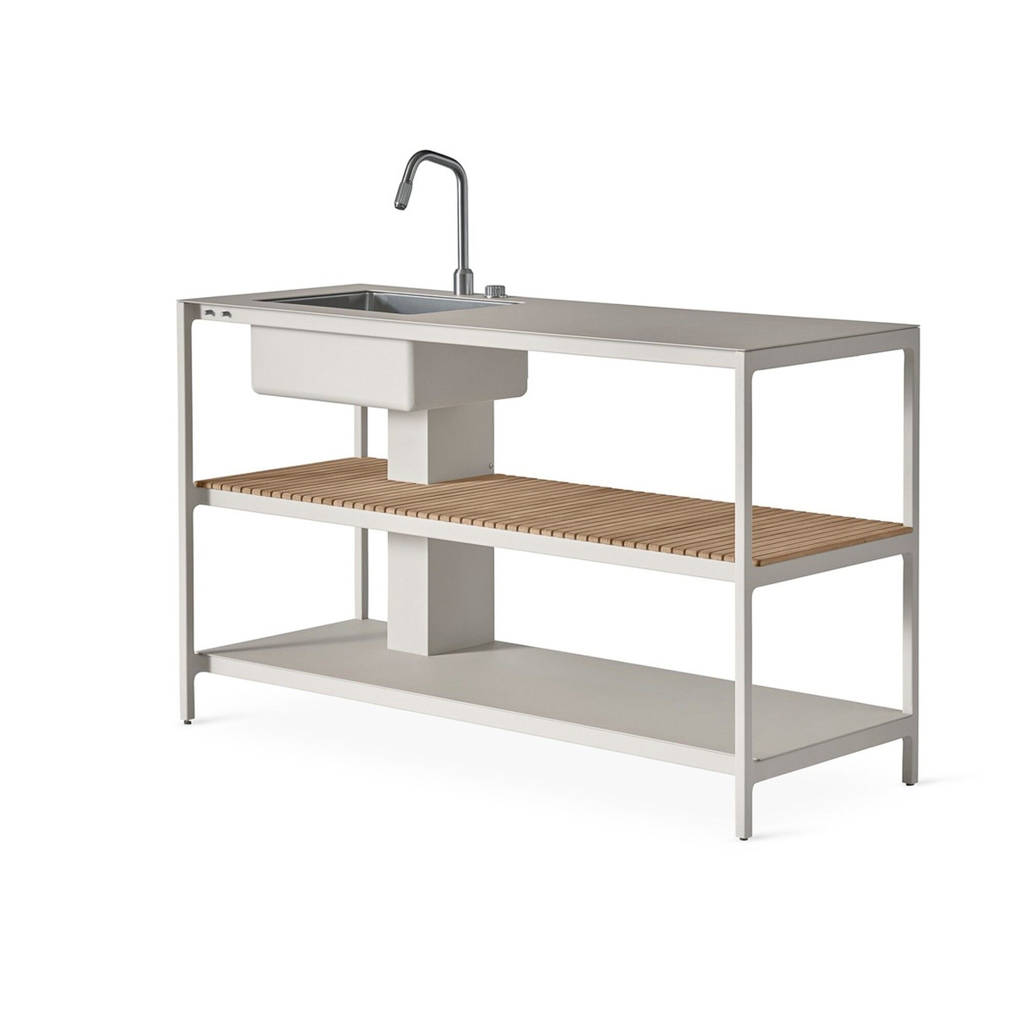 742 Open-Air Kkkenmodul Stor Med Hndvask Aluminium/Teak