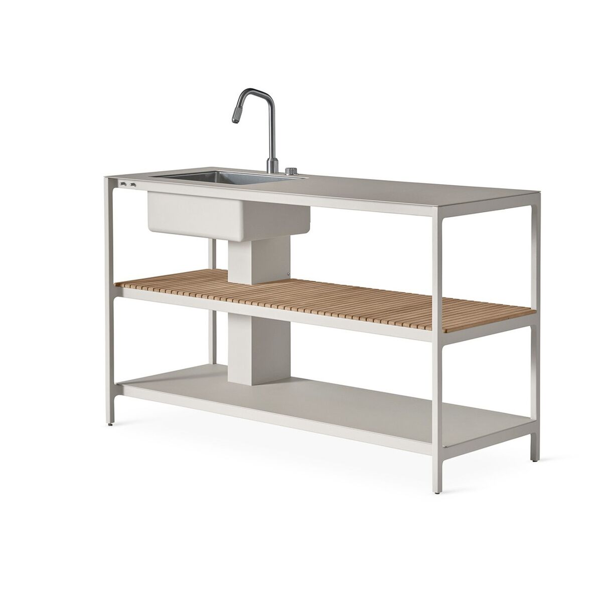 742 Open-Air Kitchen Module Large With Sink Aluminum/Teak