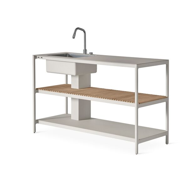 742 Modulo cucina a cielo aperto Grande con lavello in Alluminio/teak