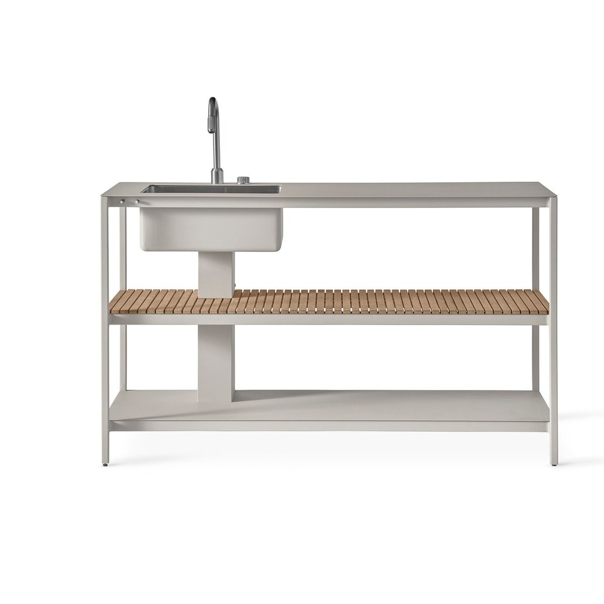 742 Open-Air Kitchen Module Large With Sink Aluminum/Teak