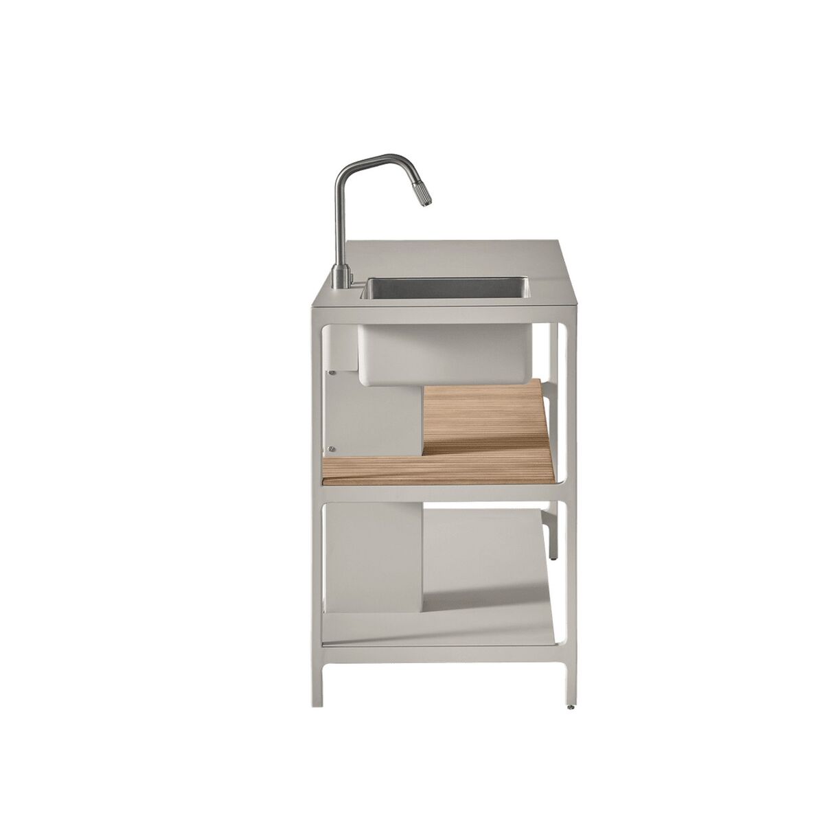 742 Open-Air Kitchen Module Large With Sink Aluminum/Teak