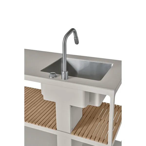 742 Open-Air Kitchen Module Large With Sink Aluminum/Teak