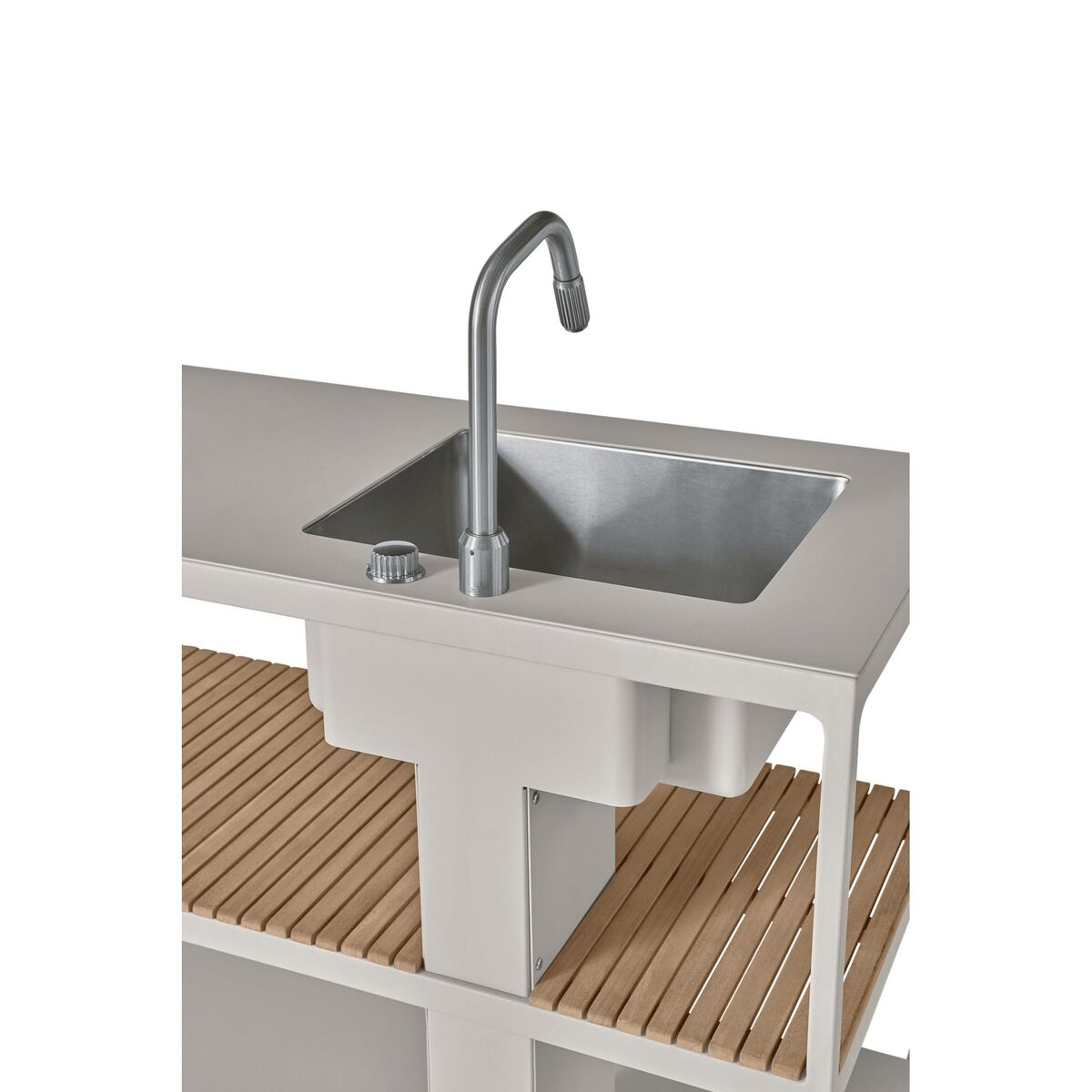 742 Open-Air Kitchen Module Large With Sink Aluminum/Teak