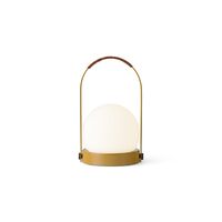 Carrie Draagbare Lamp, Staal/goudbruin/leer