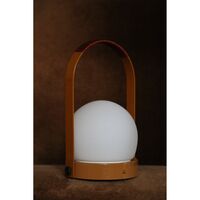 Carrie Draagbare Lamp, Staal/goudbruin/leer