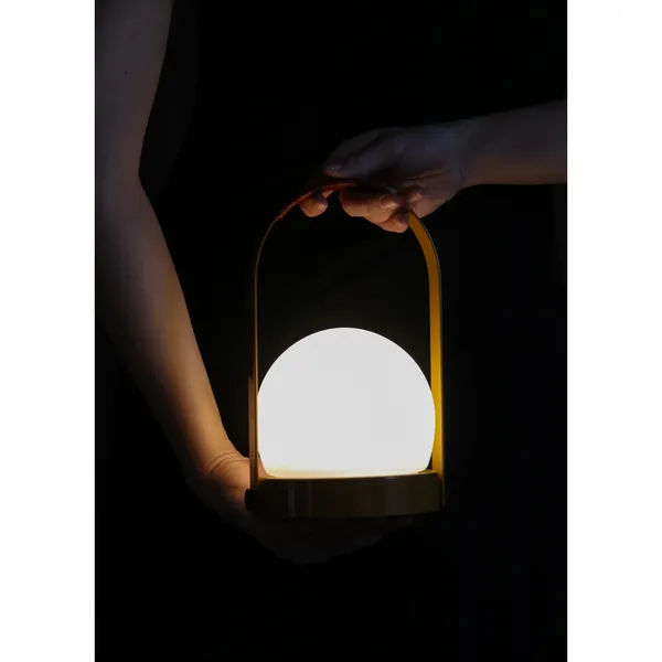 Carrie Draagbare Lamp, Staal/goudbruin/leer
