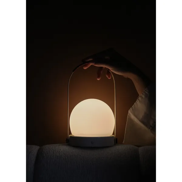 Carrie Tragbare Lampe Stahl/Elfenbein/Leder