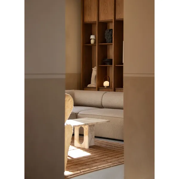 Carrie Tragbare Lampe Stahl/Elfenbein/Leder