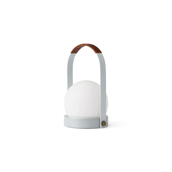 Carrie Tragbare Lampe Stahl/Leinenblau/Leder