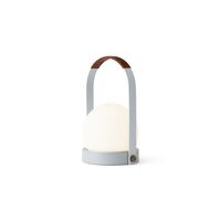 Carrie Tragbare Lampe Stahl/Leinenblau/Leder