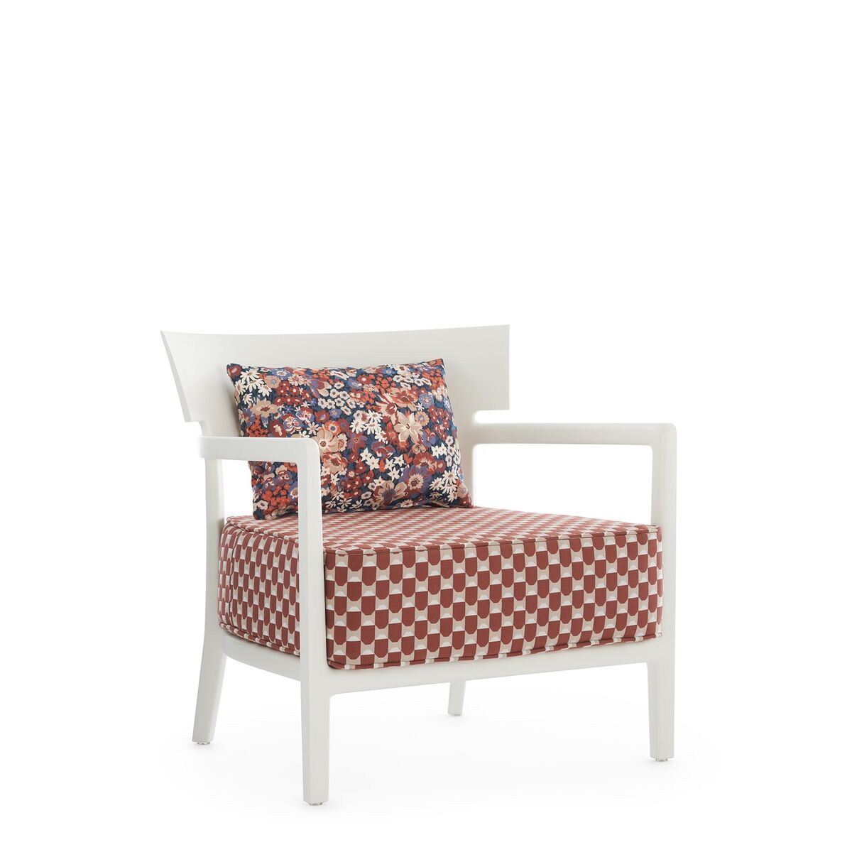 CARA MAT Liberty Obi Check Outdoor Armchair White/ Rust