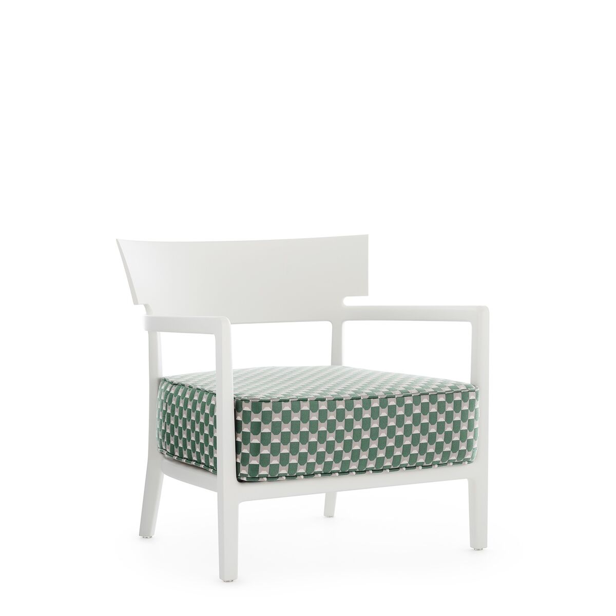 CARA MAT Liberty Obi Check Outdoor Armchair White/Sage